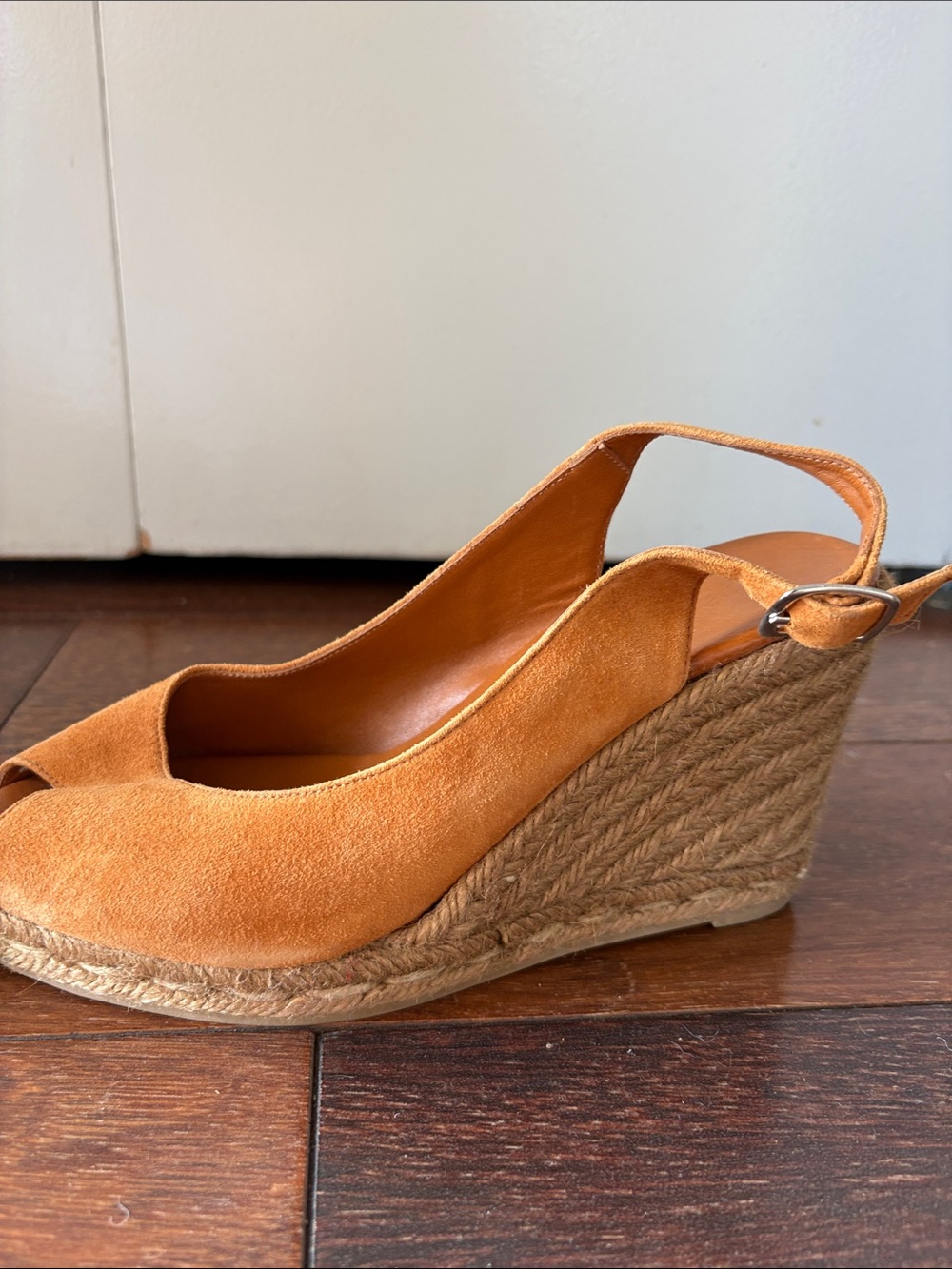 Castanet Women's Suede Slingback Espadrille Wedge - Tan 37/7 - Picture 5 of 6